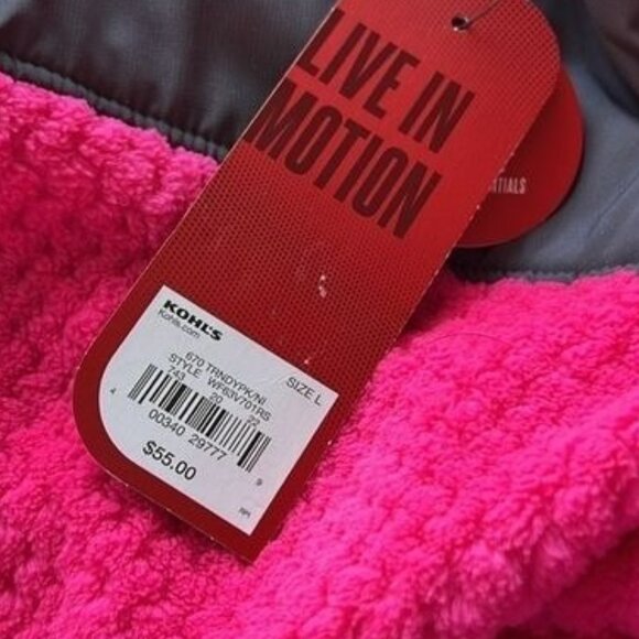 Fila Sport Pink & Black Jacket Womens L Faux Fur Polyester Warm - Picture 9 of 12